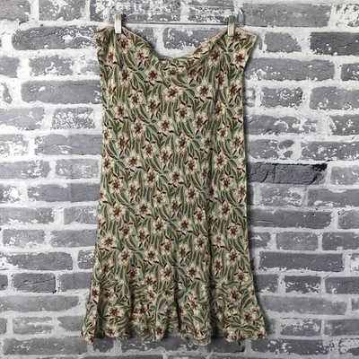 Falda Sundance Mujer 12 Verde Rosa Floral Seda Boho Maxi Volantes Dobladillo Pull On Foto 1 de 4