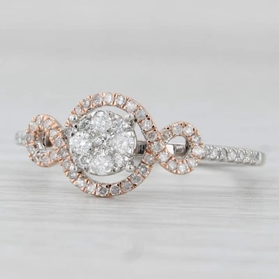 0.28ctw Diamond Cluster Engagement Ring 10k White Rose Gold Size 7.75 - Image 1 of 4
