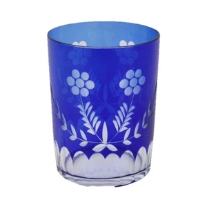 BÖHMISCH TSCHECHISCH KOBALTBLAU NACHTTISCH WASSERKARAFFE GLAS BECHER - Bild 1 von 5