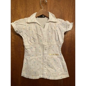 ROCAWEAR Girls White And Multi Color Blouse Size 6 - Picture 1 of 11