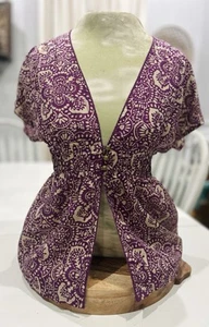 Vintage Old Navy Y2K 100% Seide Babydoll Top Paisley Boho Waldfee erdig - S - Bild 1 von 11