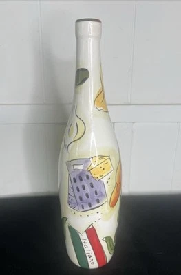 BOTELLA DE CERÁMICA ITALIANA PINTADA A MANO PAMPERED CHEF® 12" de alto/decoración del hogar/ Foto 1 de 4