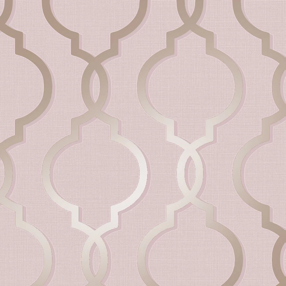 Laticia Geometric Trellis Wallpaper Pink / Rose Gold - Holden 65492 Glitter