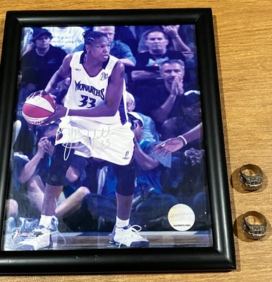 WNBA Sacramento Monarch 2 Championship Replica Rings & Yolanda Griffith Auto Pic - Image 1 of 4