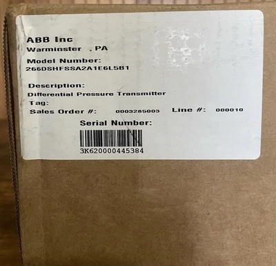 ABB 2600T Pressure Transmitter 266DSHFSSA2A1 E6L581  - Image 1 of 2