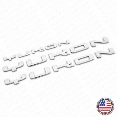 2021+ Juego de 3 piezas GMC Yukon placa de identificación logotipo letra insignia emblema cromo AT4 XL deportivo Foto 1 de 4