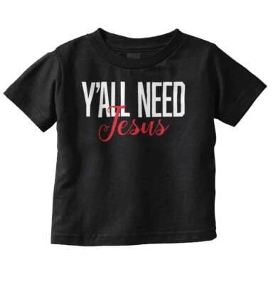 Linda camiseta para niños Yall Need Jesus religiosa cristiana niña joven Foto 1 de 4