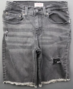 Girl's 2021 Levi's Signature Jean Shorts Black Frayed Hem Distressed Size 14R - Picture 1 of 9