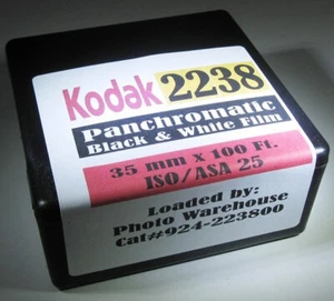 Kodak 2238 Black & White Film Pan ISO 25 35mm x 100 Foot Roll - Picture 1 of 1