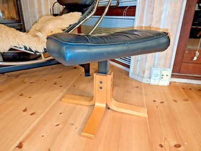 Hocker Leder Vintage 60er Fußhocker Retro Ottomane Danish Pouf Westnofa Ära B21 - Bild 1 von 4