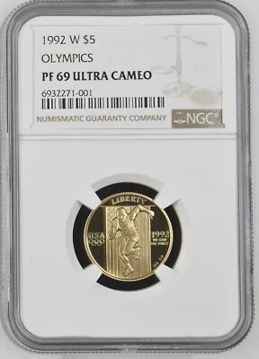 1992-W $5 Olympic - NGC PF69 Ultra Cameo - Virtually Perfect! - Image 1 of 2