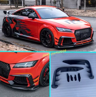 Parachoques delantero de carbono real para Audi TT RS Quattro 2018 alerón labial aletas canards Foto 1 de 4