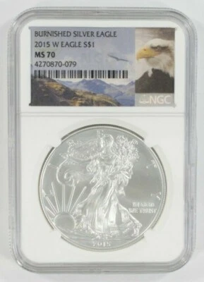 Águila Americana De Plata Burnished $1 2015 Calificada Por NGC Como MS-70 - Imagen 1 de 2