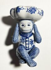 Vintage Chinese Blue and White Porcelain Monkey Figurine Very Rare