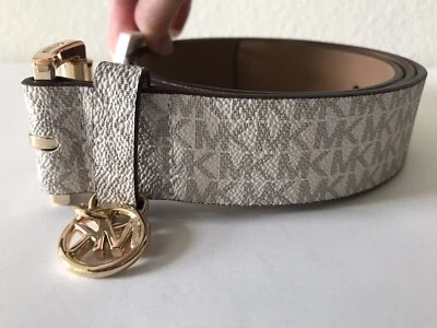 MUJER MICHAEL KORS BLANCO/GRIS MK FIRMA IMITACIÓN CUERO CON ENCANTO MK TALLA M Foto 1 de 4