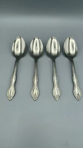 International Stainless China 012 Rose Flower Scroll Spoon Set Of (4) Spoons Lot - Picture 1 of 5