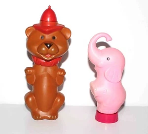 Vintage Avon Huggy Bear Bubble Bath Bo-Bo the Elephant Non-Tear Shampoo Bottles - Picture 1 of 10