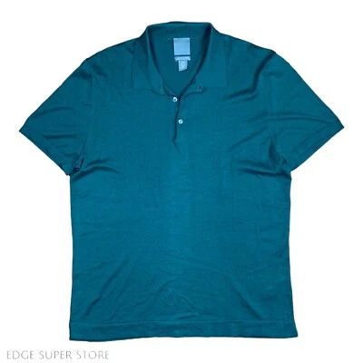 H&M Verde Oscuro Seda Mezcla Algodón Manga Corta Suéter Tejido Polo Talla XL Foto 1 de 4