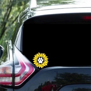Sunflower Paw Print Vinyl Decal - Multiple Sizes - Picture 1 of 5
