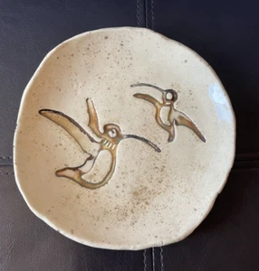 NEW Earthstones Pottery Plate Hummingbirds 7" Cream Glazed RARE - Picture 1 of 5