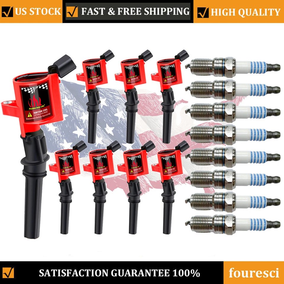Paquete de 8 bobinas de encendido y bujías para Ford Expedition V8 1997-2004 4,6 L y 5,4 L Foto 1 de 4