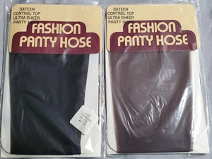 Fashion Panty Hose Satin Control Top Ultra Sheer 2 Paar Kaffee Anthrazit Zierlich - Bild 1 von 4