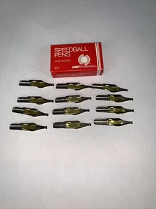 Vintage HUNT SPEEDBALL PENS D-3 Oval Easy To Use Calligraphy Pen Nibs (12) - Picture 1 of 5
