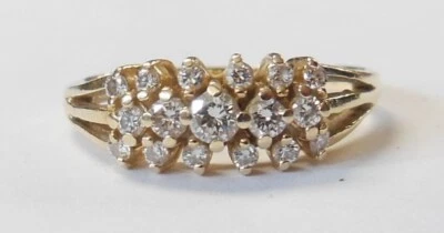 Anillo de oro amarillo sólido de 14K triple fila de diamantes redondos .40ctw talla 9 Foto 1 de 4