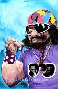 "Macho Mangler" Zombie Wrestler Poster, Signed 11x17 Horror Parody Art - Picture 1 of 1