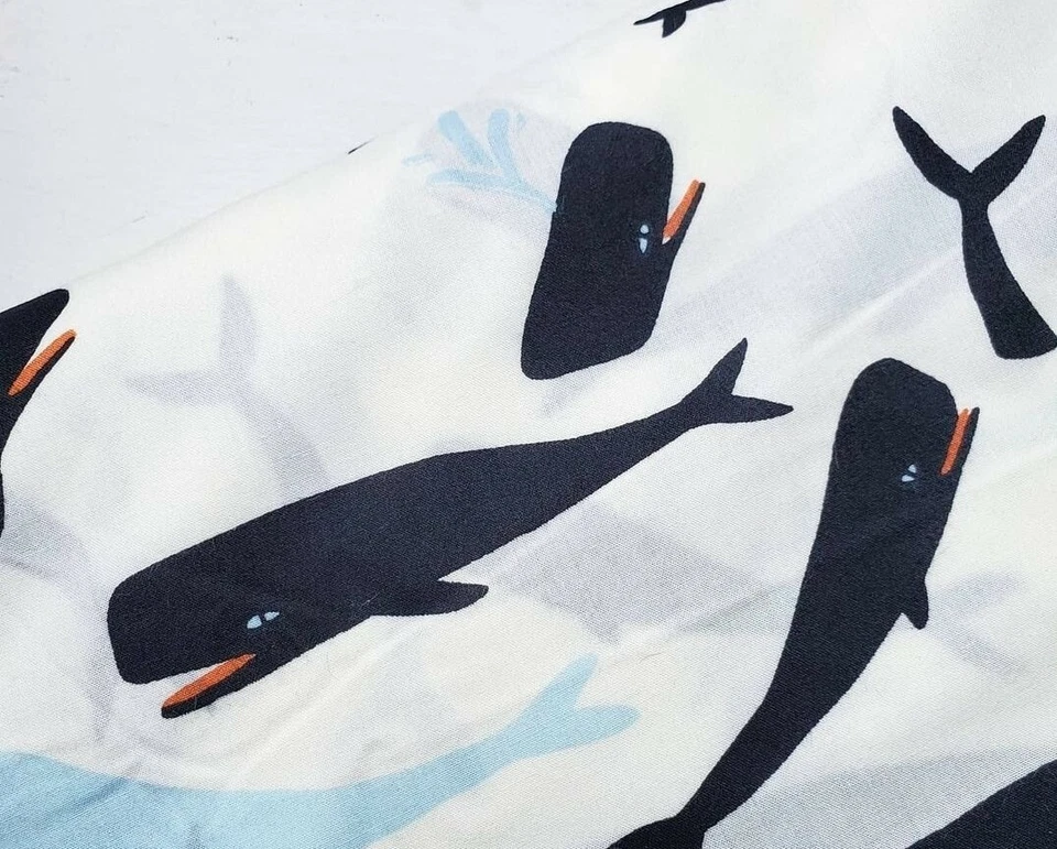 Birch Whales Fabric Saltwater Organic Cotton Sew Quilt Craft Cream FAT QUARTER - Image 1 of 1