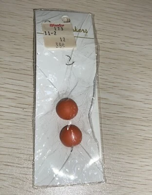 VINTAGE Lot Of 2 RETRO BUTTONS 5/8” ORANGE ROUND BALLS FASHION CRAFT FASHION - Image 1 of 2