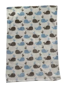 Trend Lab Blue Gray White Whale Fish Baby Kids Soft Security Lovey Blanket - Picture 1 of 7