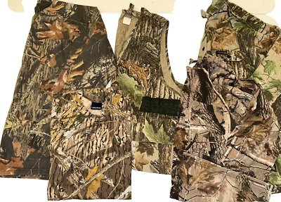 5pc Mens Hunting Camo Lot Rattlers, Mossy Oak, ozark, Red head shirts vest xl - Image 1 of 4