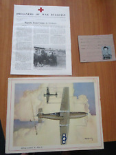 WW2 Stalag Luft 1 POW Camp Prisoner War Bulletin / Ross Greening Art + File Card