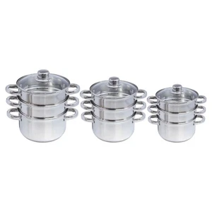 3-Tier Steamer Set Induction Stainless Steel Cooking Pot by Buckingham - Picture 1 of 18