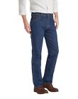 Wrangelr Mens Texas Worn-in Texas Stretch jeans in Grained Blue Denim(W12133009)