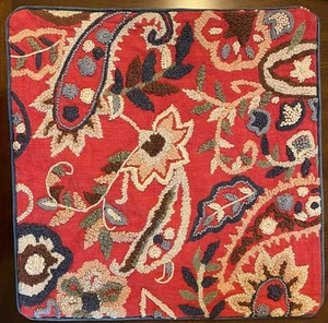 Pottery Barn Nora Embroidered Pillow Cover 22x22" - Red Multi - NEW - Picture 1 of 8