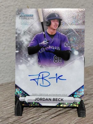 2023 Bowman Sterling Prospect Autographs Jordan Beck #'D /99 Speckled Refractor - Image 1 of 4