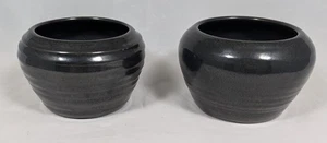 Rowantrees Pottery Black Glaze Jars Pots Mini Jardinieres Blue Hill ME 1934-2009 - Picture 1 of 9