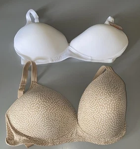 WARNER'S 4003 Wire Free Light Natural Lift Bras Set of Two New w/Tags $60 Retail - Picture 1 of 3