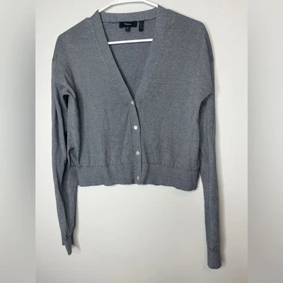Theory Gray Striped Women's Cardigan Sweater Size P - Image 1 of 4