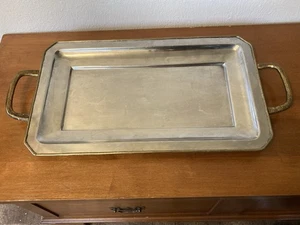 Vintage Messing Tablett Serviertablett Tafelservice Henkeltablett - Bild 1 von 13