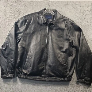 Chaqueta de Cuero Croft Barrow Para Hombre Grande Negra Bomber Acolchada Forrada Aislada - Imagen 1 de 12