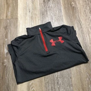 UNDER ARMOUR 1/4 Zip Up Mock Neck Black Activewear Shirt Boy's Size Medium - Picture 1 of 9