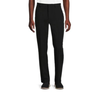 Pantalones de traje George para hombre y hombre grande premium cómodos delanteros planos 34X30 negros  Foto 1 de 4