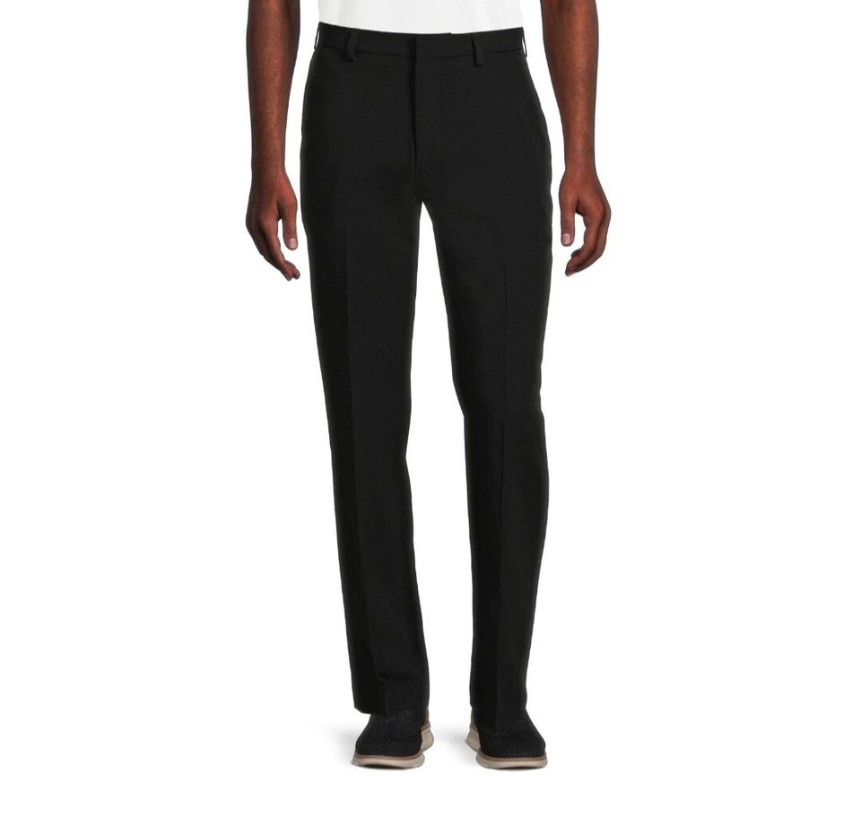 Mens Black George Comfort Waist Wrinkle Resistant Stretch Dress Pants Size 33X30