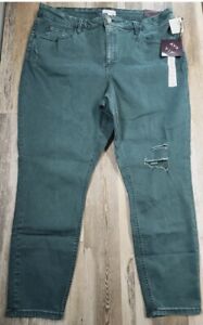 Ava & Viv Teal Blue Distressed High-Rise Skinny Jeans Womens Plus Size 18W