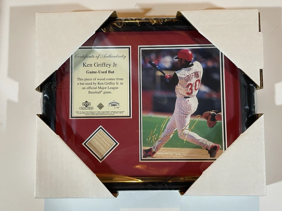 Griffey Jr 2001 UD Game Used Bat 2/500 Plaque. 50% Off Tees/Hats No UDA! - Image 1 of 4
