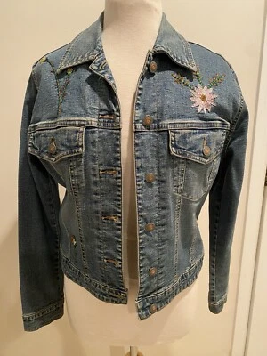 Vintage Christopher Blue Womens Denim Jacket Size Small Embroidered Floral - Image 1 of 4