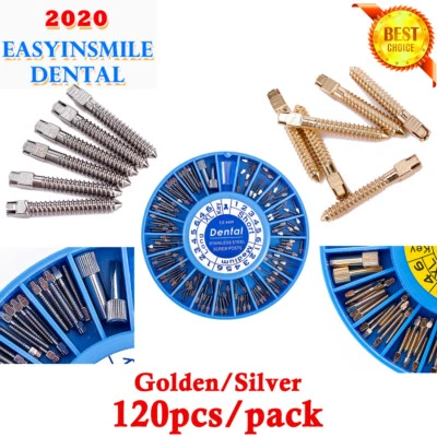 120Pcs Dental Root Canal Screw Posts Titanium Conical Stainless/24k Gold Plated - Image 1 of 4